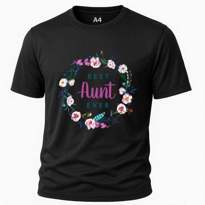 Boho Floral Wreath Best Aunt Ever Cooling Performance Crew T-Shirt