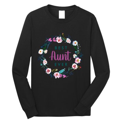 Boho Floral Wreath Best Aunt Ever Long Sleeve Shirt