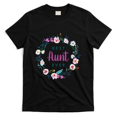 Boho Floral Wreath Best Aunt Ever T-Shirt