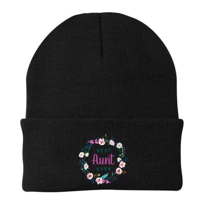 Boho Floral Wreath Best Aunt Ever Beanie