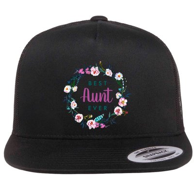 Boho Floral Wreath Best Aunt Ever Flatbill Hat