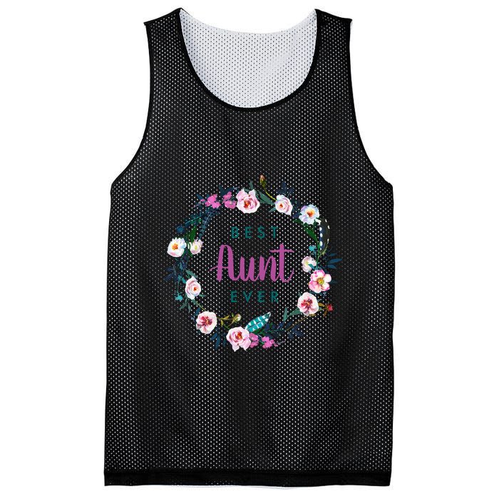 Boho Floral Wreath Best Aunt Ever Mesh Reversible Basketball Jersey Tank