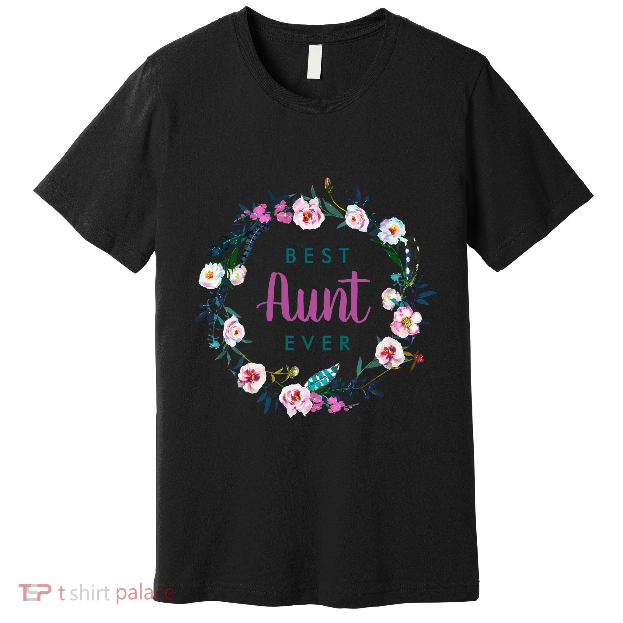 Boho Floral Wreath Best Aunt Ever Premium T-Shirt
