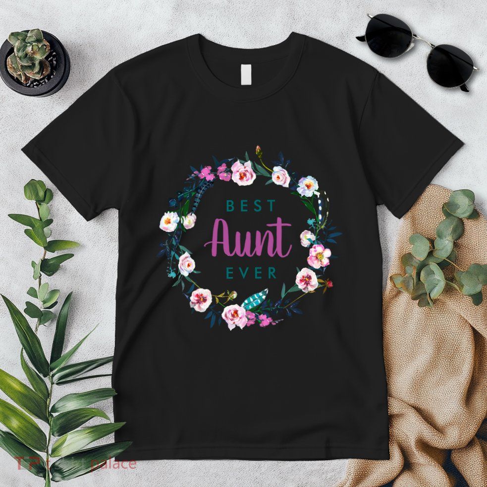 Boho Floral Wreath Best Aunt Ever Premium T-Shirt
