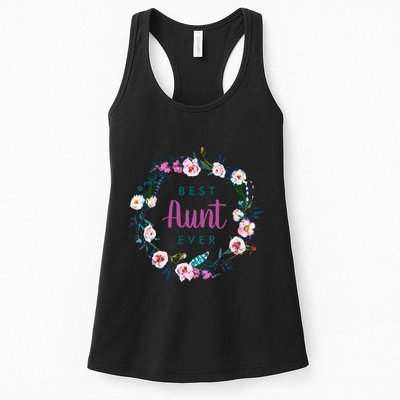 Boho Floral Wreath Best Aunt Ever Womens Tank Top