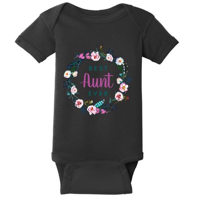 Boho Floral Wreath Best Aunt Ever Baby Bodysuit