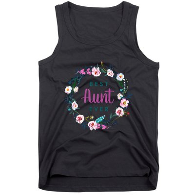 Boho Floral Wreath Best Aunt Ever Tank Top