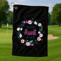Boho Floral Wreath Best Aunt Ever Golf Towel