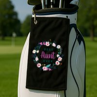 Boho Floral Wreath Best Aunt Ever Golf Towel