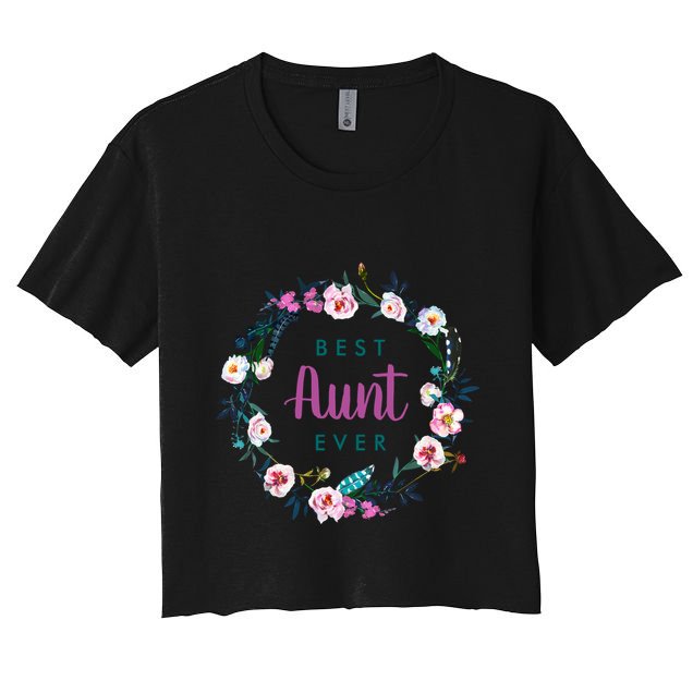 Boho Floral Wreath Best Aunt Ever Crop Top