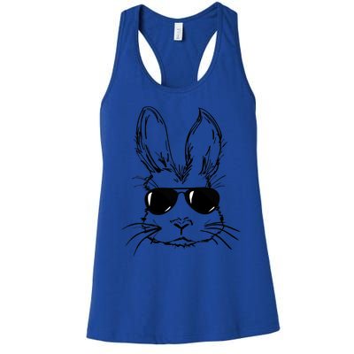 Bunny Face With Sunglasses Easter Day Gift Women's Racerback Tank