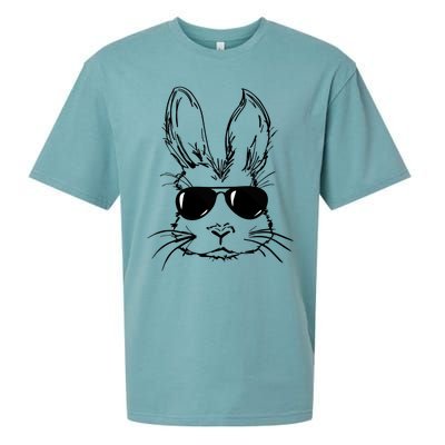 Bunny Face With Sunglasses Easter Day Gift Sueded Cloud Jersey T-Shirt