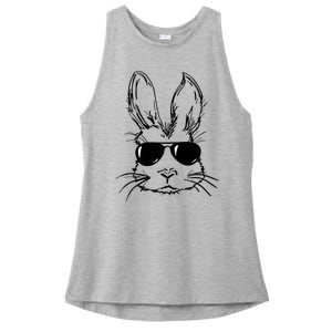 Bunny Face With Sunglasses For Men Easter Day Ladies PosiCharge Tri-Blend Wicking Tank