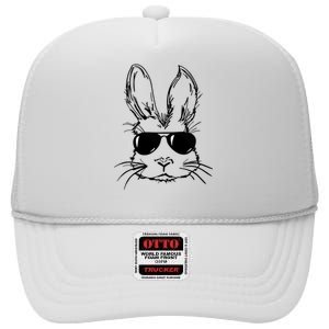 Bunny Face With Sunglasses For Men Easter Day High Crown Mesh Back Trucker Hat