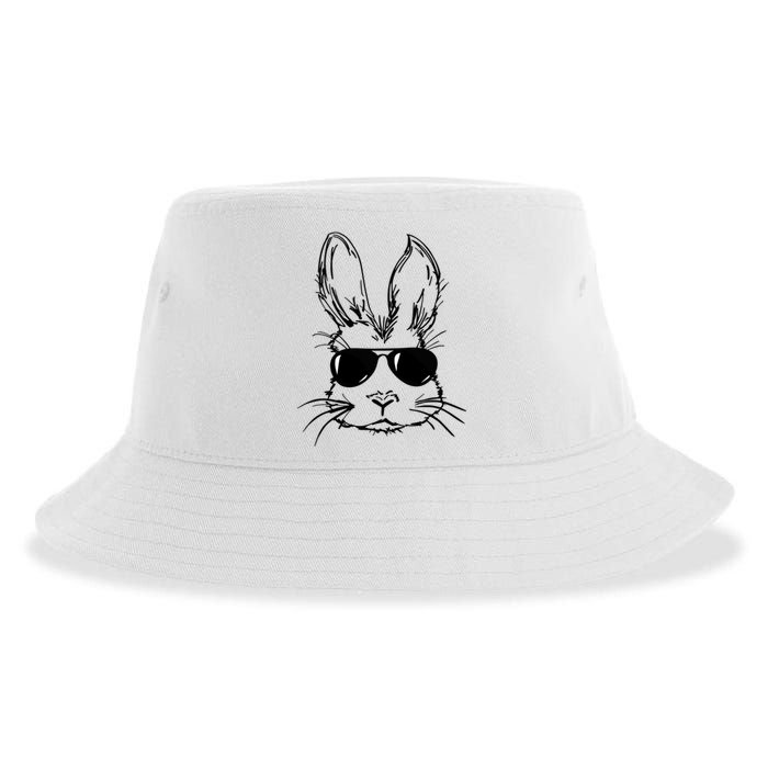 Bunny Face With Sunglasses For Men Easter Day Sustainable Bucket Hat