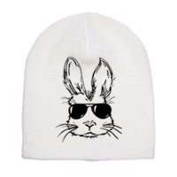 Bunny Face With Sunglasses For Men Easter Day Short Acrylic Beanie