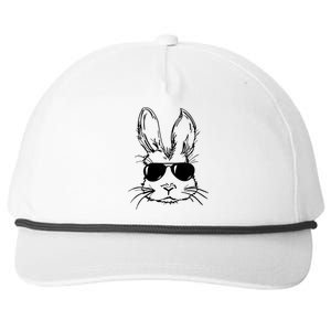 Bunny Face With Sunglasses For Men Easter Day Snapback Five-Panel Rope Hat