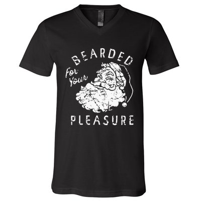 Bearded For Your Pleasure Funny Christmas V-Neck T-Shirt