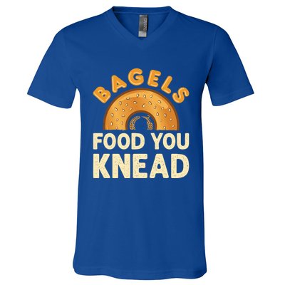 Bagels Food You Knead Funny Bagel Lover Bread Pun Cool Gift V-Neck T-Shirt