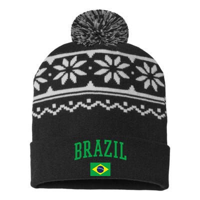 Brazil Flag Yellow USA-Made Snowflake Beanie