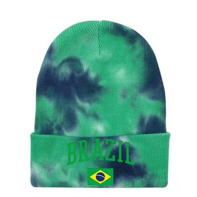 Brazil Flag Yellow Tie Dye 12in Knit Beanie