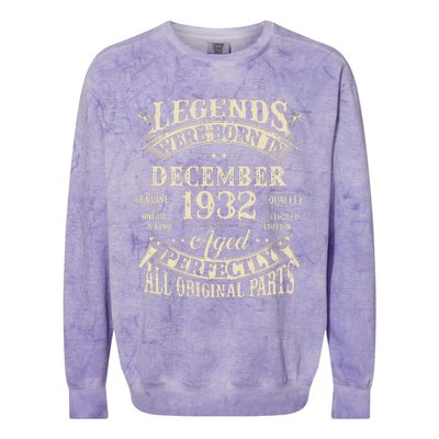 Birthday Gift 1932 Legend December 1932 Colorblast Crewneck Sweatshirt