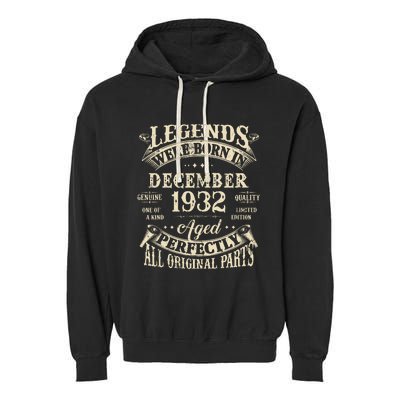 Birthday Gift 1932 Legend December 1932 Garment-Dyed Fleece Hoodie