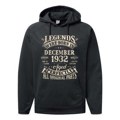 Birthday Gift 1932 Legend December 1932 Performance Fleece Hoodie