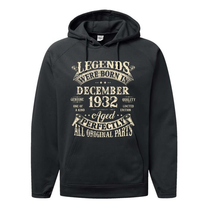 Birthday Gift 1932 Legend December 1932 Performance Fleece Hoodie