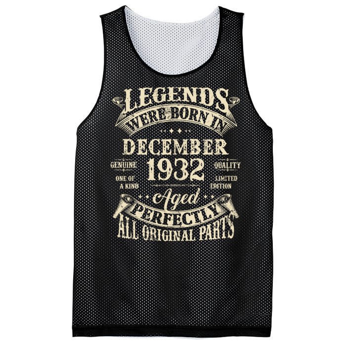 Birthday Gift 1932 Legend December 1932 Mesh Reversible Basketball Jersey Tank