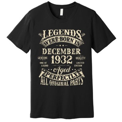 Birthday Gift 1932 Legend December 1932 Premium T-Shirt