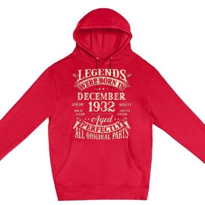 Birthday Gift 1932 Legend December 1932 Premium Pullover Hoodie