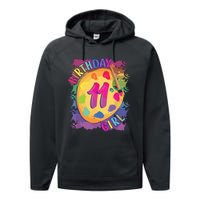 Birthday Girl 11 Year Old Art Painting Party 11th Birthday Performance Fleece Hoodie