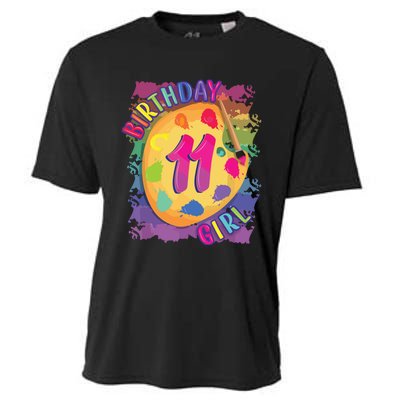 Birthday Girl 11 Year Old Art Painting Party 11th Birthday Cooling Performance Crew T-Shirt