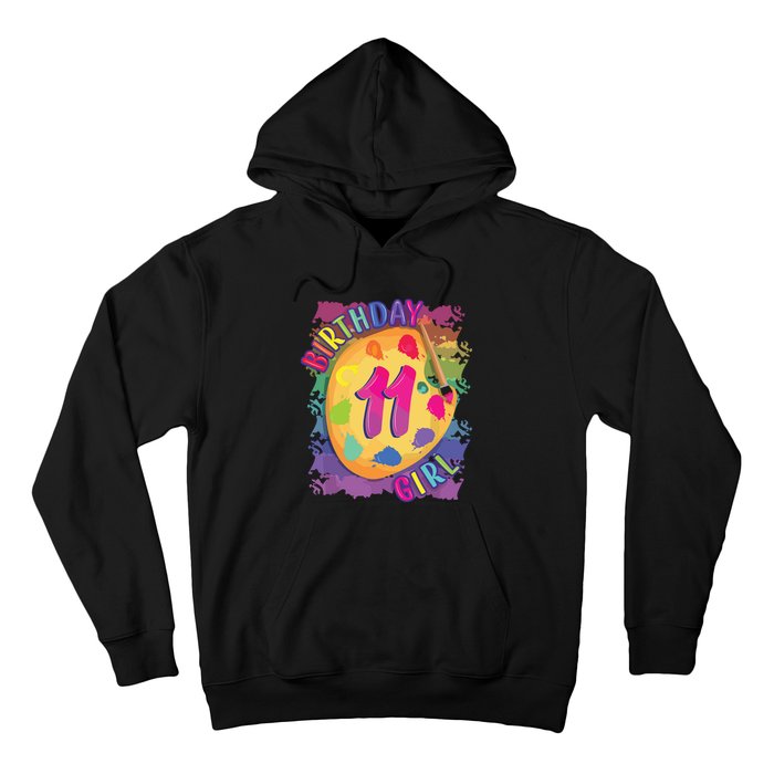 Birthday Girl 11 Year Old Art Painting Party 11th Birthday Hoodie