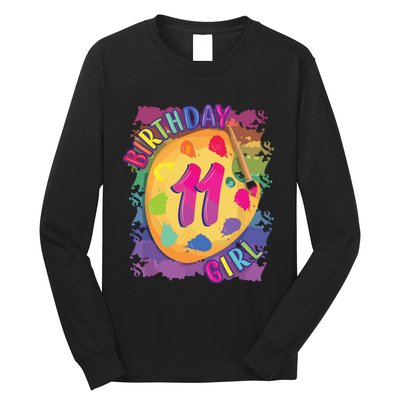 Birthday Girl 11 Year Old Art Painting Party 11th Birthday Long Sleeve Shirt