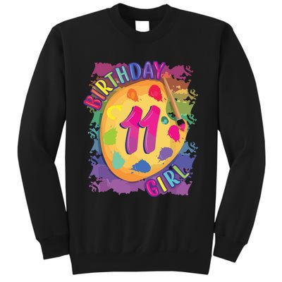 Birthday Girl 11 Year Old Art Painting Party 11th Birthday Sweatshirt