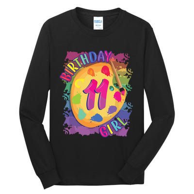 Birthday Girl 11 Year Old Art Painting Party 11th Birthday Tall Long Sleeve T-Shirt