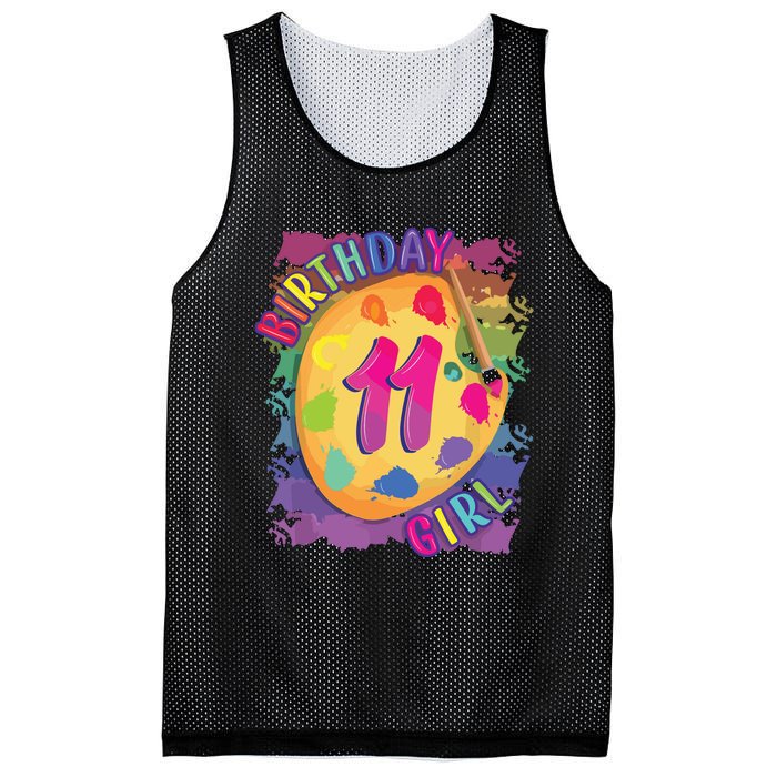 Birthday Girl 11 Year Old Art Painting Party 11th Birthday Mesh Reversible Basketball Jersey Tank