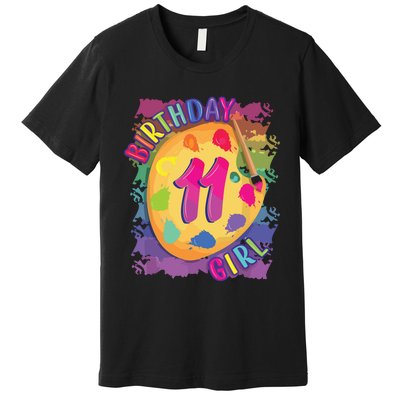 Birthday Girl 11 Year Old Art Painting Party 11th Birthday Premium T-Shirt