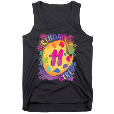 Birthday Girl 11 Year Old Art Painting Party 11th Birthday Tank Top