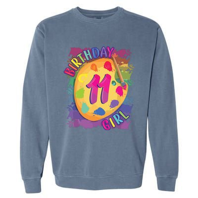 Birthday Girl 11 Year Old Art Painting Party 11th Birthday Garment-Dyed Sweatshirt