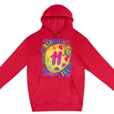 Birthday Girl 11 Year Old Art Painting Party 11th Birthday Premium Pullover Hoodie