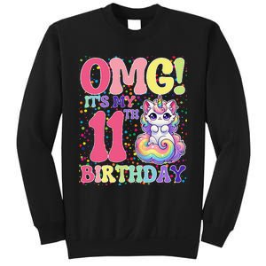 Birthday Girl 11 Years Old Cat Unicorn 11th Birthday Sweatshirt