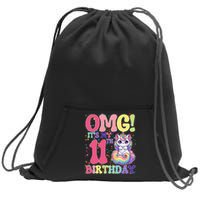 Birthday Girl 11 Years Old Cat Unicorn 11th Birthday Sweatshirt Cinch Pack Bag