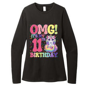 Birthday Girl 11 Years Old Cat Unicorn 11th Birthday Womens CVC Long Sleeve Shirt