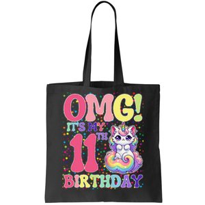 Birthday Girl 11 Years Old Cat Unicorn 11th Birthday Tote Bag