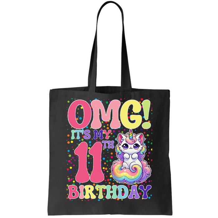 Birthday Girl 11 Years Old Cat Unicorn 11th Birthday Tote Bag