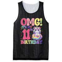 Birthday Girl 11 Years Old Cat Unicorn 11th Birthday Mesh Reversible Basketball Jersey Tank