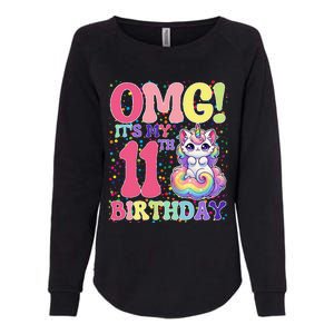 Birthday Girl 11 Years Old Cat Unicorn 11th Birthday Womens California Wash Sweatshirt